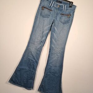 Y2K Custom Jeans low rise 90s Flare Sz 28 Medium Wash retro bell bottom Denim